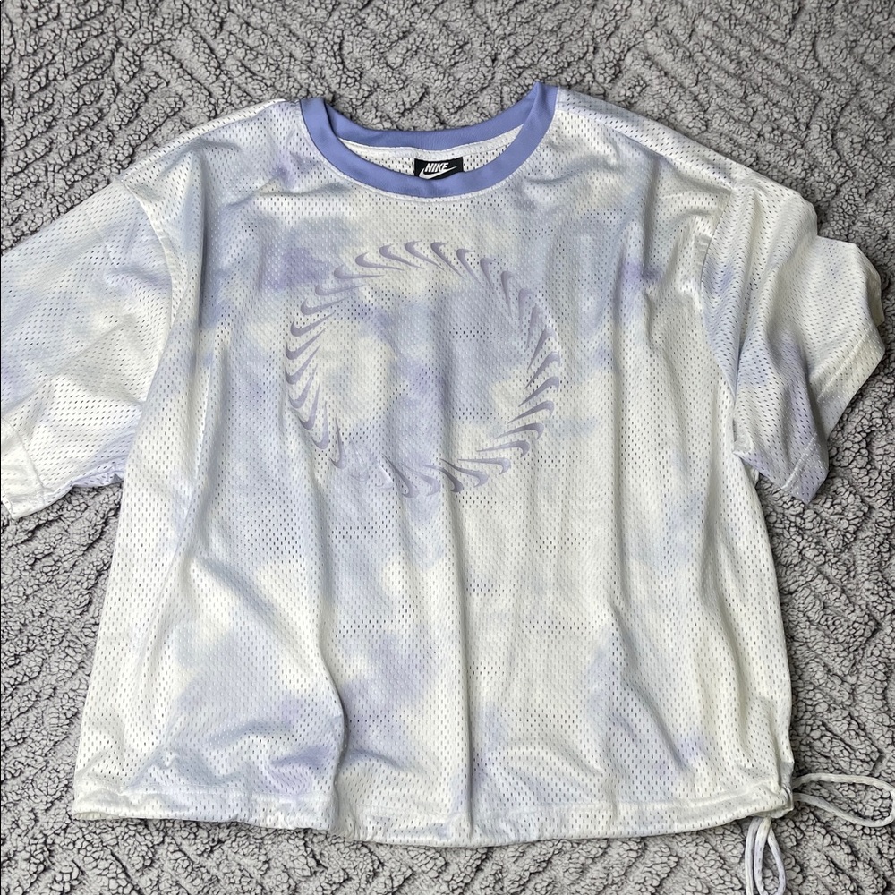 Nike Women's White and Light Blue/Purple Mesh Jersey